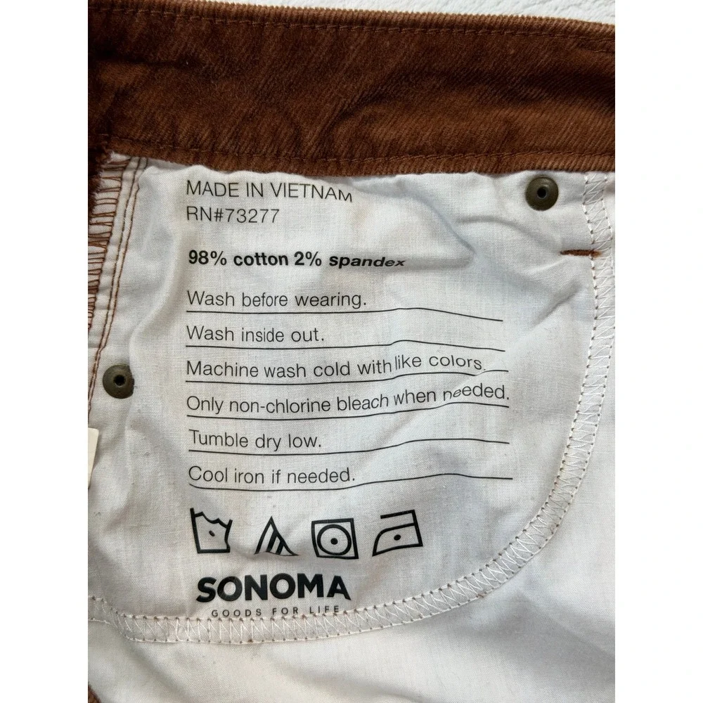 Sonoma Corduroy Pants Womens 10 Brown Good Stretch‎ Straight Leg 000213104
